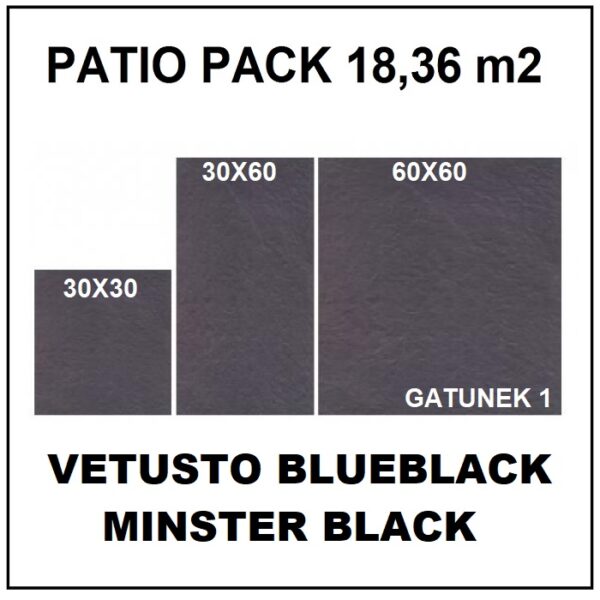 PŁYTA TARASOWA VETUSTO BLUEBLACK STRUKTURA PATIO PACK 18,36 m2 Minster PROMO