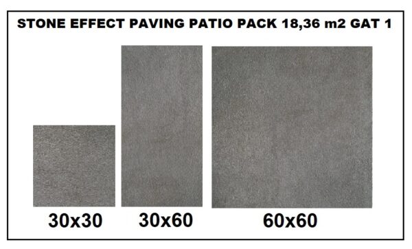 PŁYTA TARASOWA STONE EFFECT PAVING DARK GREY PATIO PACK 18,36m2 PROMO